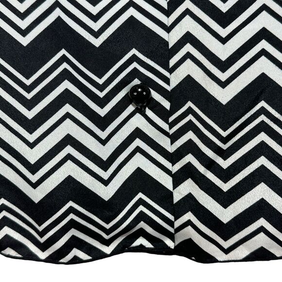Missoni For Target Zig Zag Black White Long Sleeve Button Up Blouse Women Small - Picture 8 of 9
